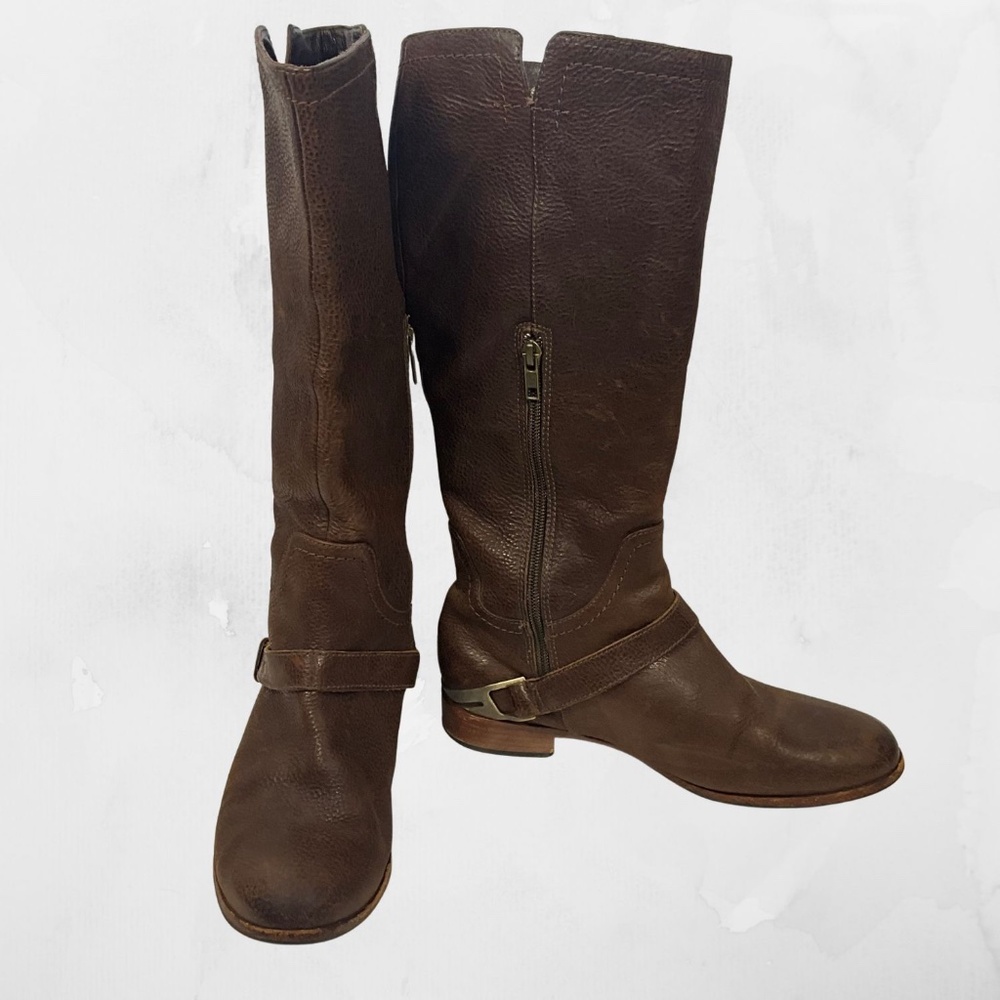 UGG Leather Western Boots Women’s 8 Brown Tall Harness Zip Equestrian - Picture 1 of 13